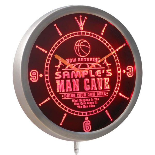 ADVPRO Name Personalized Custom Man Cave Basketball Bar Neon Sign LED Wall Clock ncqc-tm - Red