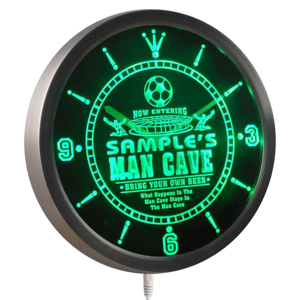 ADVPRO Name Personalized Custom Man Cave Soccer Bar Beer Neon Sign LED Wall Clock ncqd-tm - Green