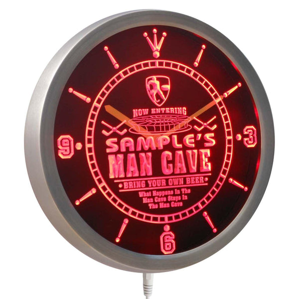 ADVPRO Name Personalized Custom Man Cave Hockey Bar Beer Neon Sign LED Wall Clock ncqe-tm - Red