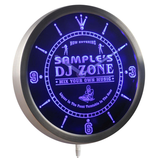 ADVPRO Name Personalized Custom DJ Zone Music Turntable Neon Sign LED Wall Clock ncqh-tm - Blue