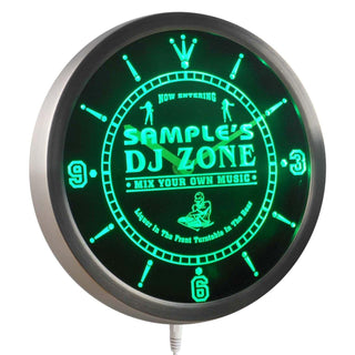 ADVPRO Name Personalized Custom DJ Zone Music Turntable Neon Sign LED Wall Clock ncqh-tm - Green