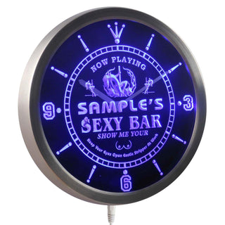 ADVPRO Name Personalized Sexy Bar Now Playing Stripper Neon Sign LED Wall Clock ncqk-tm - Blue