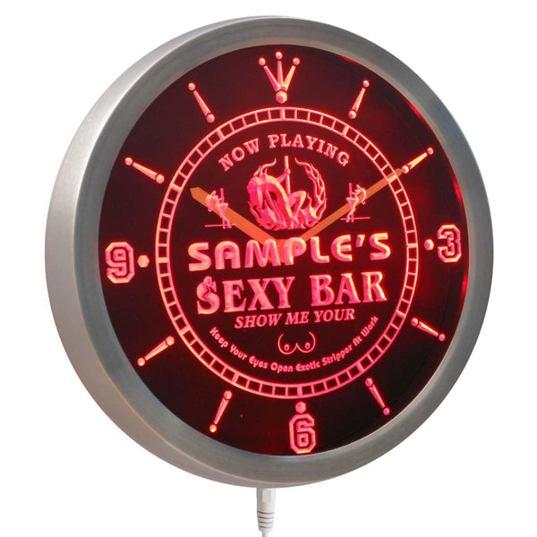 ADVPRO Name Personalized Sexy Bar Now Playing Stripper Neon Sign LED Wall Clock ncqk-tm - Red