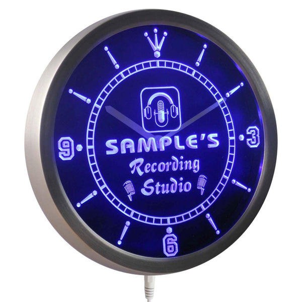 AdvPro - Personalized Recording Studio Microphone LED Neon Wall Clock ncqm-tm - Neon Clock