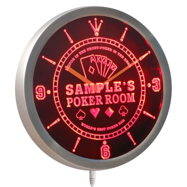 AdvPro - Personalized Best Poker Room Liquor Bar LED Neon Wall Clock ncqn-tm - Neon Clock