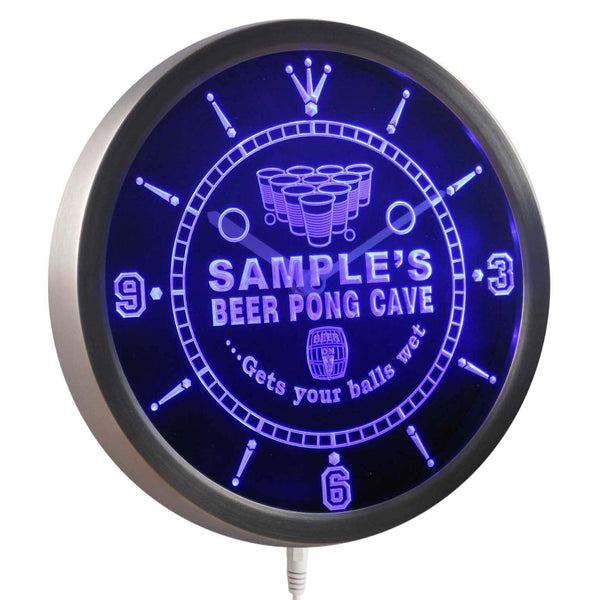ADVPRO Name Personalized Custom Beer Pong Cave Bar Beer Neon Sign LED Wall Clock ncqr-tm - Blue