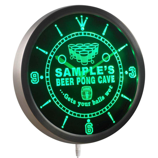 ADVPRO Name Personalized Custom Beer Pong Cave Bar Beer Neon Sign LED Wall Clock ncqr-tm - Green
