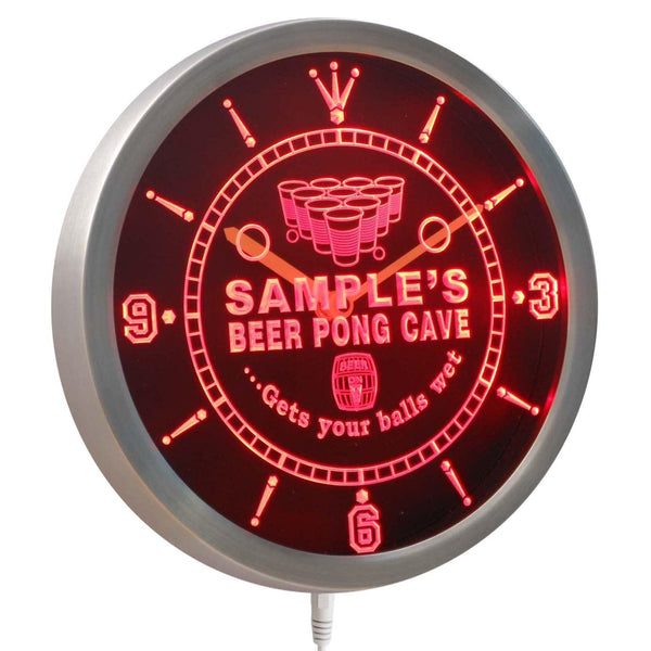AdvPro - Personalized Beer Pong Cave Bar Beer LED Neon Wall Clock ncqr-tm - Neon Clock