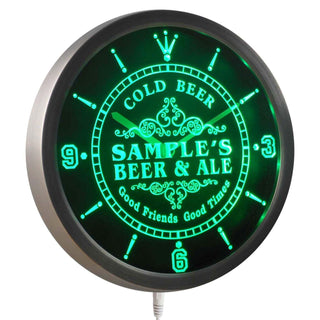 ADVPRO Name Personalized Custom Cold Beer & Ale Vintage Bar Neon Sign LED Wall Clock ncqs-tm - Green