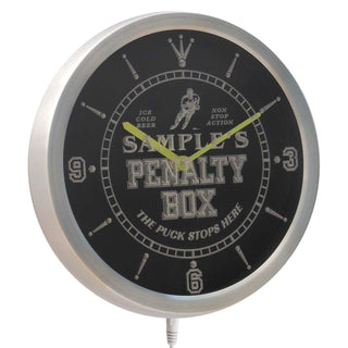 ADVPRO Personalized Name Hockey Penatly Box Bar Beer Neon Sign LED Wall Clock ncqt-tm - Multi-color