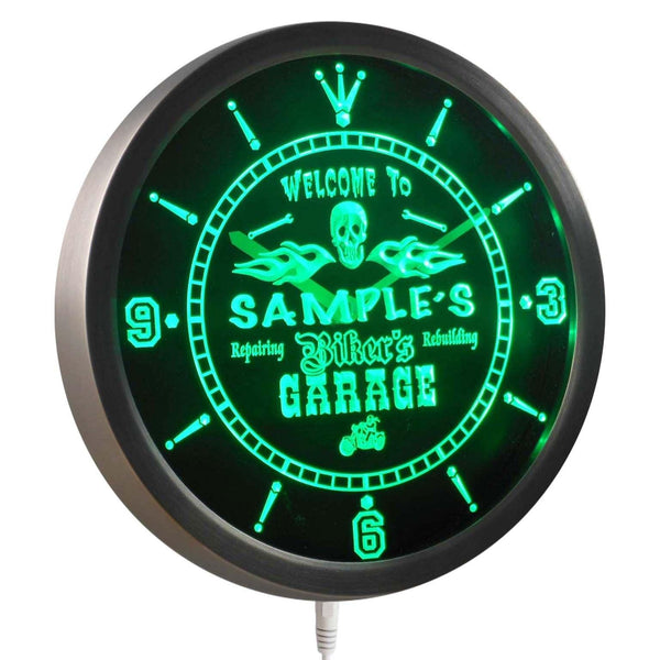 AdvPro - Personalized Biker's Skull Garage Motorcycle LED Neon Wall Clock ncqu-tm - Neon Clock