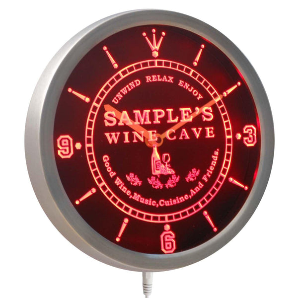 ADVPRO Name Personalized Custom Home Wine Cave Bar Beer Neon Sign LED Wall Clock ncqw-tm - Red