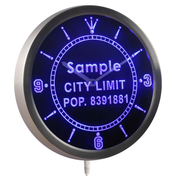 Personalized City Limit with Population LED Neon Wall Clock nct-tm