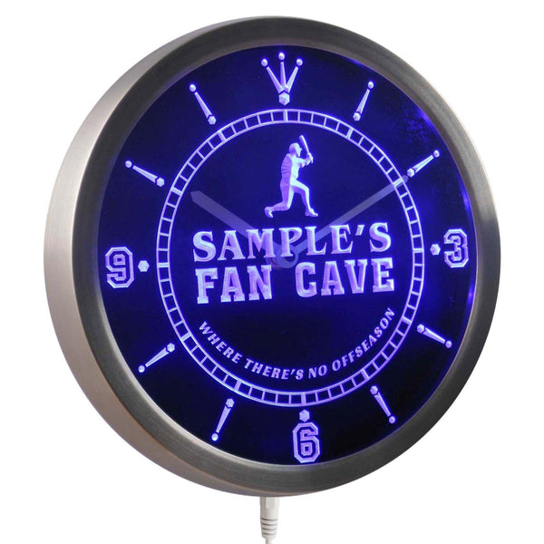 ADVPRO Name Personalized Custom Baseball Fan Cave Man Room Neon Sign LED Wall Clock nctc-tm - Blue