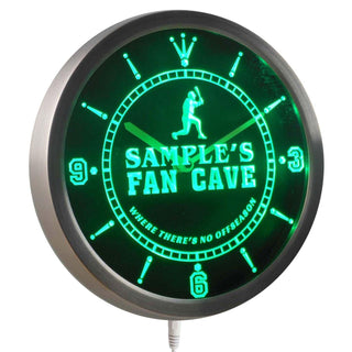 ADVPRO Name Personalized Custom Baseball Fan Cave Man Room Neon Sign LED Wall Clock nctc-tm - Green