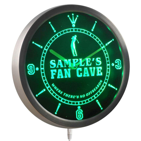 ADVPRO Name Personalized Custom Golf Fan Cave Man Room Bar Neon Sign LED Wall Clock nctf-tm - Green