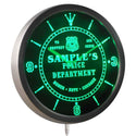 ADVPRO Name Personalized Custom Police Station Badge Bar Neon Sign LED Wall Clock nctk-tm - Green