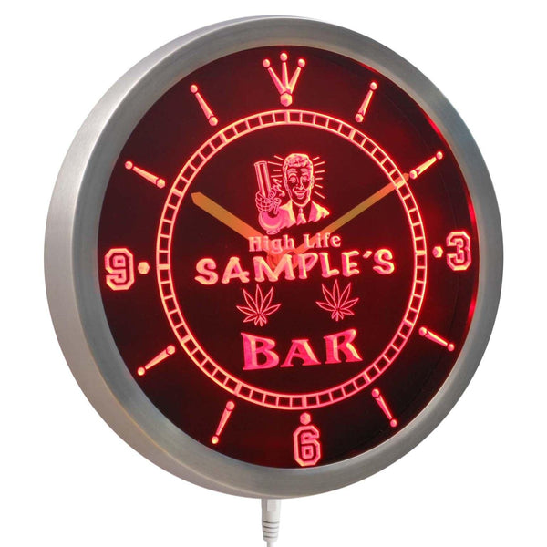 ADVPRO Name Personalized Custom Marijuana High Life Bar Neon Sign LED Wall Clock nctp-tm - Red