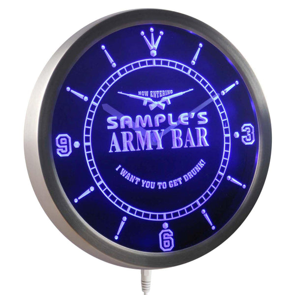 ADVPRO Name Personalized Custom Army Man Cave Bar Beer Bar Neon Sign LED Wall Clock nctq-tm - Blue