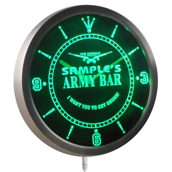 ADVPRO Name Personalized Custom Army Man Cave Bar Beer Bar Neon Sign LED Wall Clock nctq-tm - Green