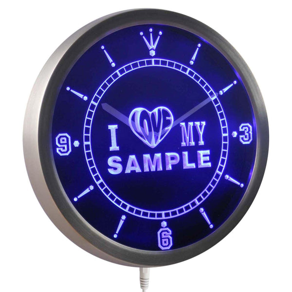 ADVPRO Personalized Custom Name I Love My Neon Sign LED Wall Clock ncva-tm - Blue