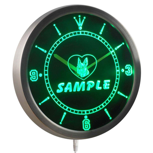 ADVPRO Name Personalized Custom Boston Terrier Dog House Neon Sign LED Wall Clock ncvc-tm - Green