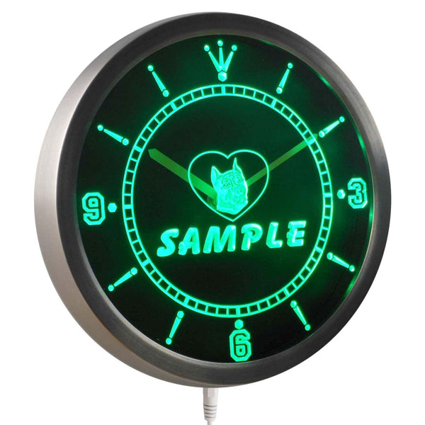 ADVPRO Name Personalized Custom Pit Bull Dog House Home Neon Sign LED Wall Clock ncvd-tm - Green