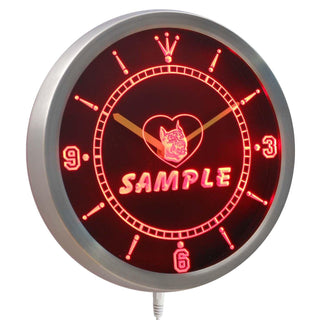 ADVPRO Name Personalized Custom Pit Bull Dog House Home Neon Sign LED Wall Clock ncvd-tm - Red