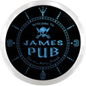 ADVPRO James Jolly Roger Pub Custom Name Neon Sign Clock ncx0001-tm - Blue