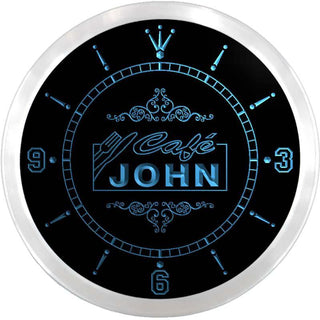 ADVPRO John Cafe Custom Name Neon Sign Clock ncx0002-tm - Blue