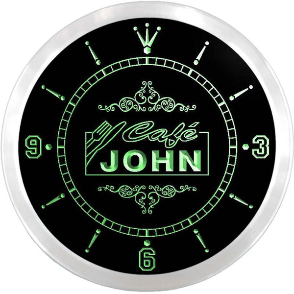 ADVPRO John Cafe Custom Name Neon Sign Clock ncx0002-tm - Green