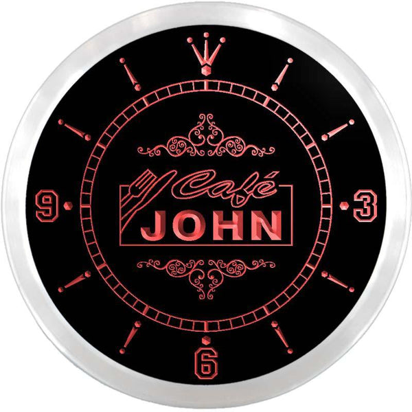 ADVPRO John Cafe Custom Name Neon Sign Clock ncx0002-tm - Red