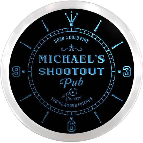 ADVPRO Michael's Shootout Pub Custom Name Neon Sign Clock ncx0004-tm - Blue
