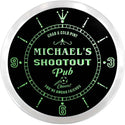 ADVPRO Michael's Shootout Pub Custom Name Neon Sign Clock ncx0004-tm - Green
