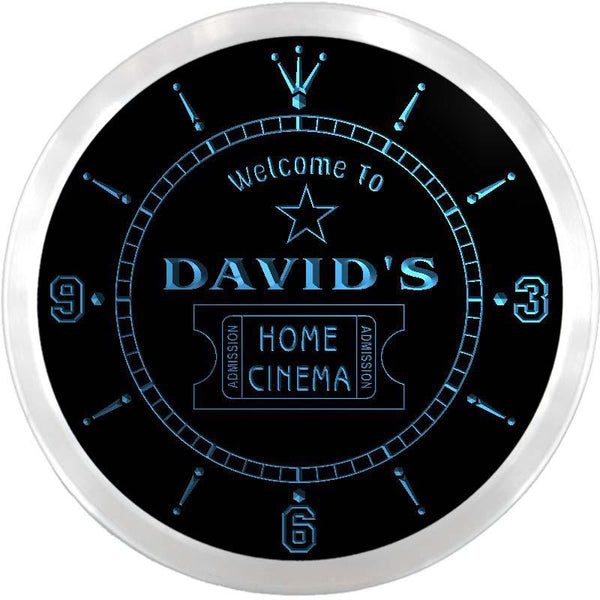 ADVPRO The David's Home Cinema Ticket Custom Name Neon Sign Clock ncx0006-tm - Blue