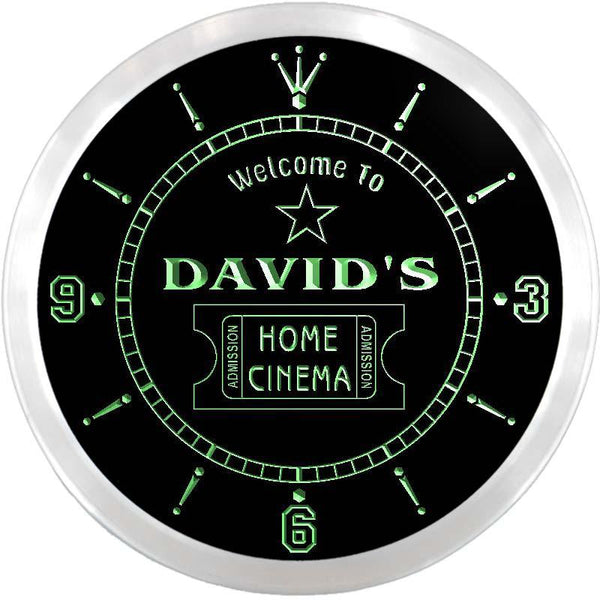 ADVPRO The David's Home Cinema Ticket Custom Name Neon Sign Clock ncx0006-tm - Green