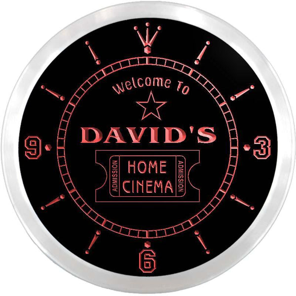 ADVPRO The David's Home Cinema Ticket Custom Name Neon Sign Clock ncx0006-tm - Red
