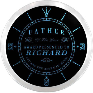 ADVPRO Richard - Father of The Year Award Custom Name Neon Sign Clock ncx0007-tm - Blue