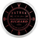 ADVPRO Richard - Father of The Year Award Custom Name Neon Sign Clock ncx0007-tm - Red