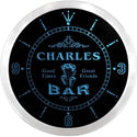 ADVPRO Charles Bar Beer Mugs Custom Name Neon Sign Clock ncx0008-tm - Blue