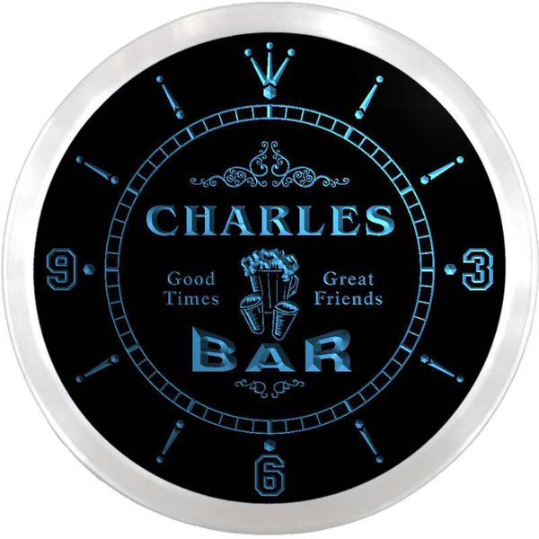 ADVPRO Charles Bar Beer Mugs Custom Name Neon Sign Clock ncx0008-tm - Blue