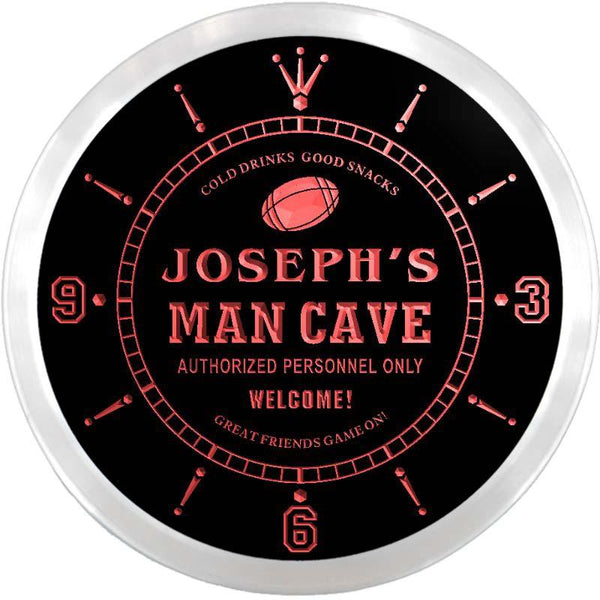 ADVPRO Joseph's Man Cave Home Bar Custom Name Neon Sign Clock ncx0009-tm - Red
