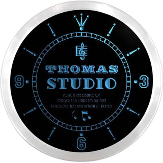 ADVPRO Thomas Sutdio Music Room Custom Name Neon Sign Clock ncx0010-tm - Blue