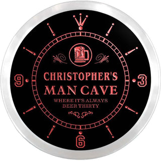 ADVPRO Christopher's Man Cave Home Bar Custom Name Neon Sign Clock ncx0011-tm - Red