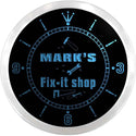 ADVPRO Mark's Fix-it Shop Repairs Custom Name Neon Sign Clock ncx0014-tm - Blue