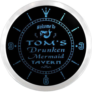 ADVPRO Donald's Drunken Mermaid Tavern Custom Name Neon Sign Clock ncx0015-tm - Blue