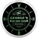 ADVPRO George's Blue Sky Tavern Custom Name Neon Sign Clock ncx0016-tm - Green