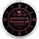 ADVPRO Steven's Neighborhood Pub Beer Mug Custom Name Neon Sign Clock ncx0018-tm - Red
