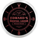 ADVPRO Edward's Cocktail Lounge Custom Name Neon Sign Clock ncx0019-tm - Red