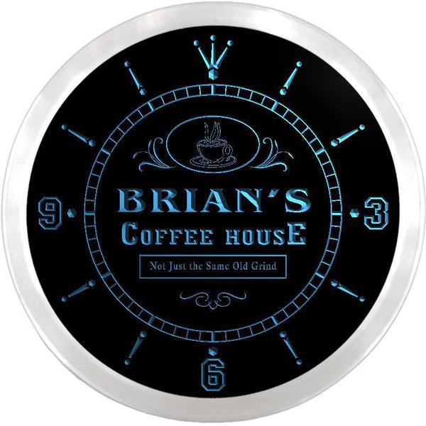 ADVPRO Brian's Coffee House Shop Custom Name Neon Sign Clock ncx0020-tm - Blue